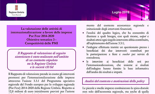 La valutazione delle attività di internazionalizzazione a favore delle imprese Por Fesr 2014-2020 Obiettivo tematico 3 - Competitività delle PMI
