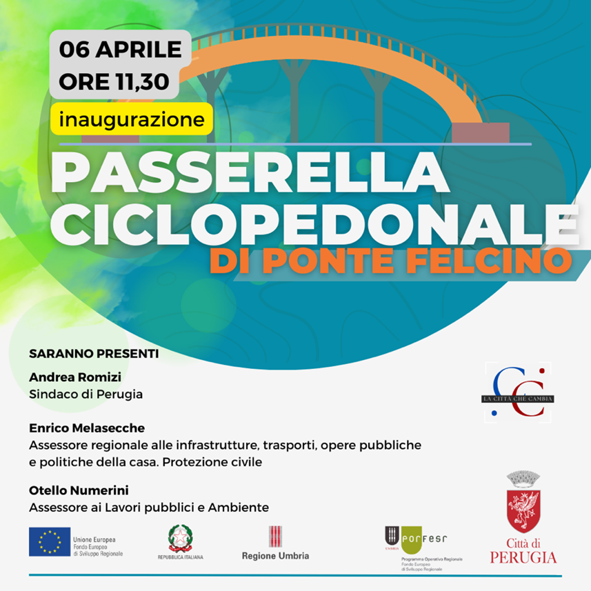 Perugia 6 aprile 2024 Inaugurazione passarella ciclopedonale sul Tevere