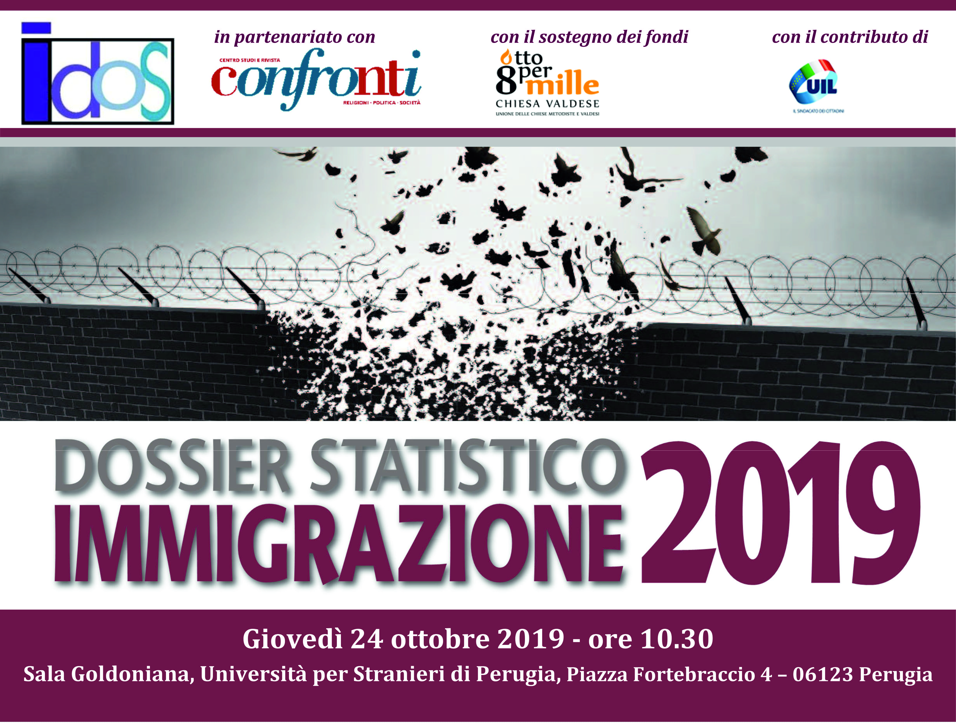 Giovedì 24 ottobre 2019 - ore 10.30 - Sala Goldoniana, Università per Stranieri di Perugia, Piazza Fortebraccio 4 – 06123 Perugia