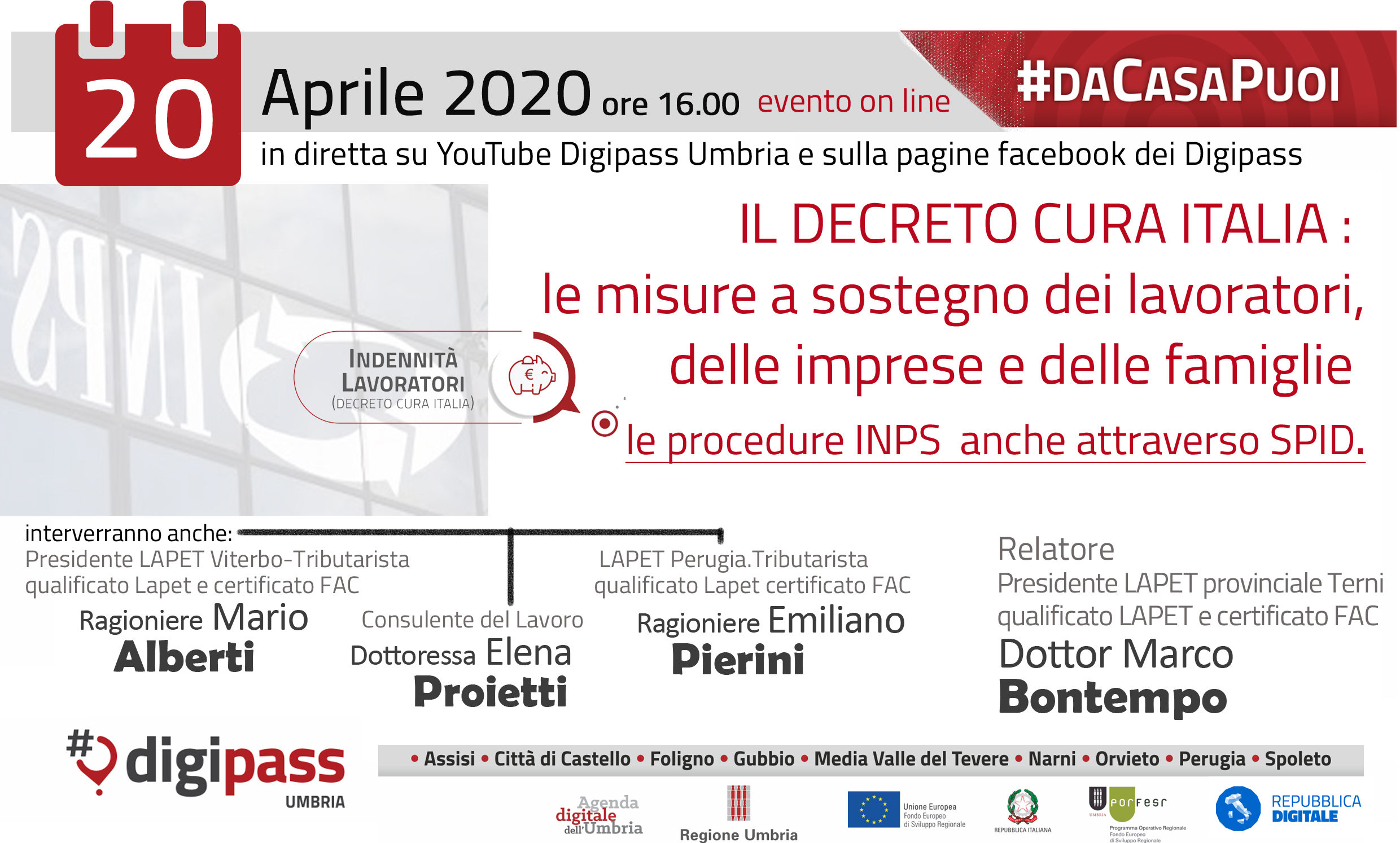 #daCasaPuoi. Evento online organizzato dai DigiPASS Umbria