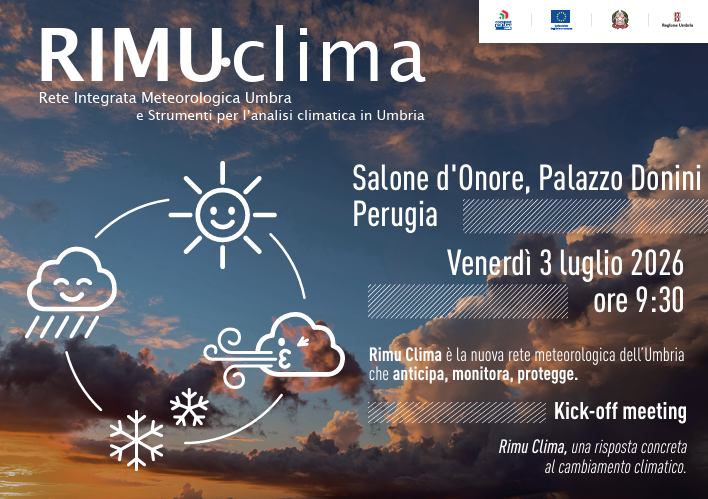 RIMU-Clima, il progetto strategico per il futuro dell'Umbria. Kick-off meeting del 3 luglio 2026.