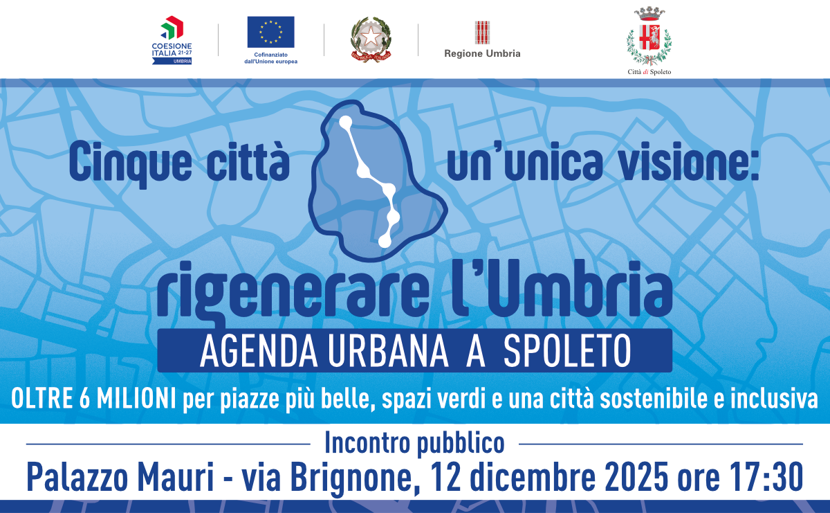 Agenda Urbana a Spoleto: evento Venerdì 12 dicembre 2025, ore 17.30 – Caffè letterario di Palazzo Mauri.