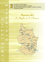 Copertina carta ittica Paglia Chiani con immagine del bacino di riferimento su sfondo senape