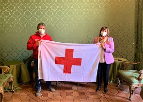 giornata mondiale Croce Rossa presidente Tesei riceve bandiera Palazzo Donini