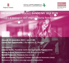 Misure a sostegno delle imprese femminili: giovedì 24 novembre Sviluppumbria e CPO presentano il nuovo bando “My Self Plus”