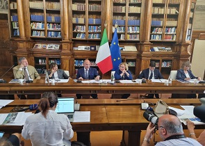 presidente Tesei a incontro a Roma su stato ricostruzione post sisma 2016 con commissario Castelli e sottosegretario Albano