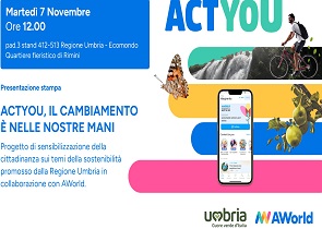 Ecomondo presentazione progetto Regione Umbria  e AWorld campagna globale ActNow